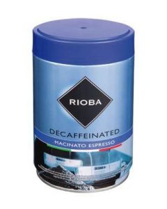 Rioba Decaffeinated káva bez kofeínu mletá 250 g dóza